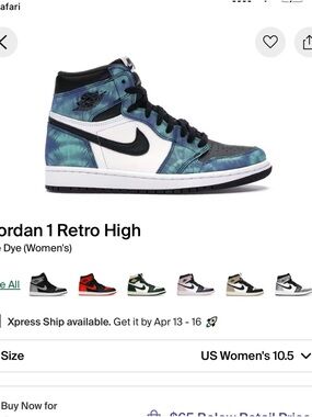 Nike Air Jordan 1 Retro High Tie-Dye Blue Black White